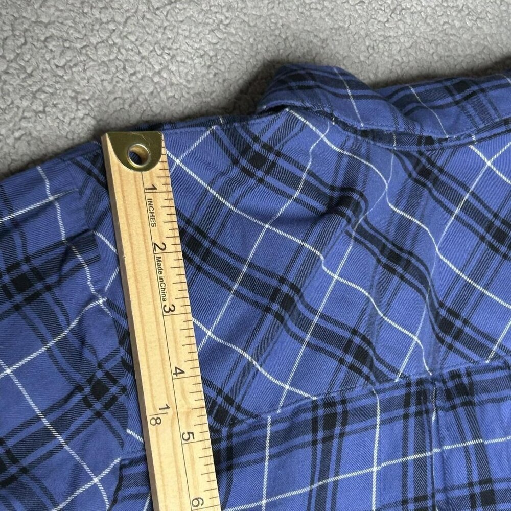 J Jill Shirt Womens Medium Tall Blue Plaid Button Front Tunic 100% Cotton - Picture 11 of 14